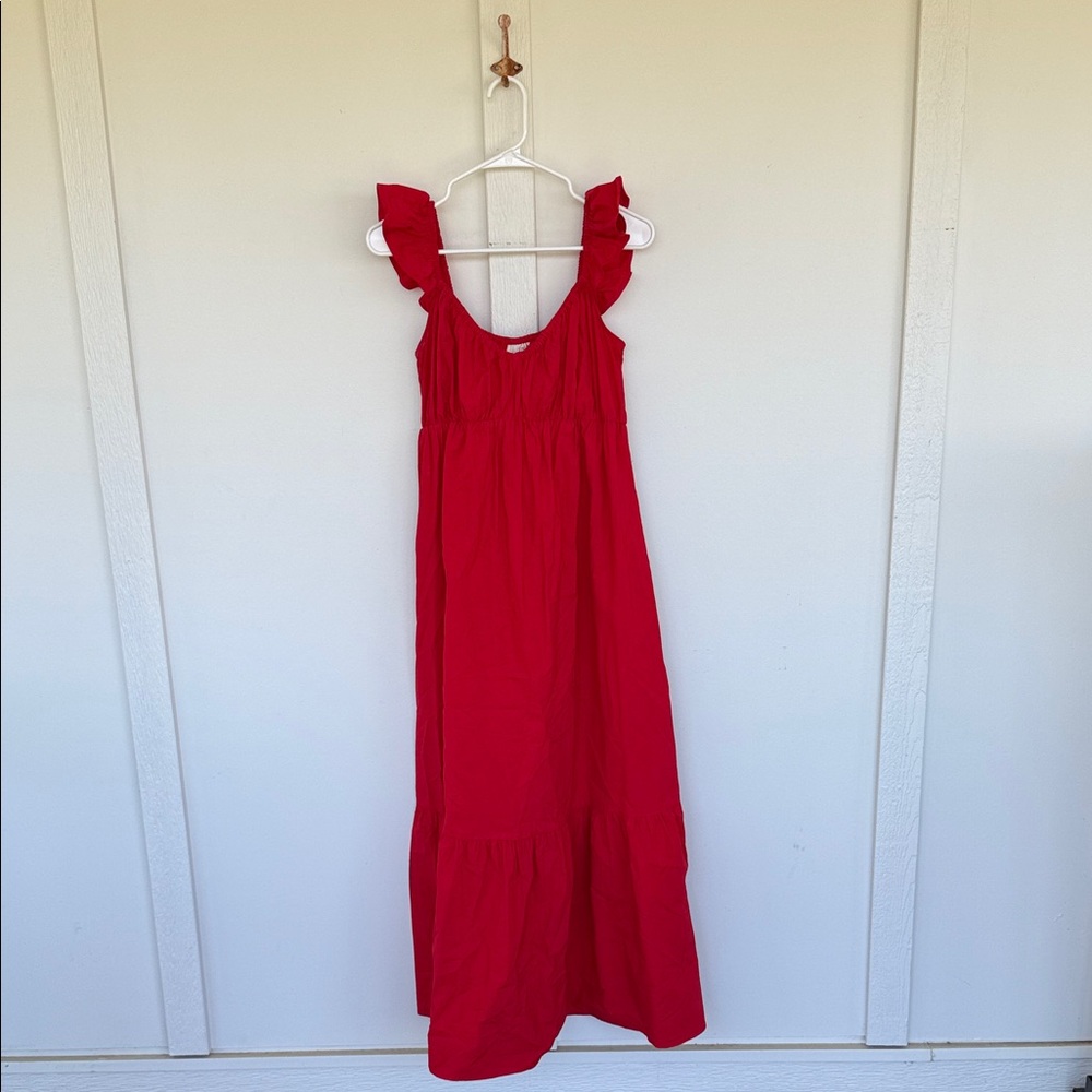 Universal thread red flutter sleeve maxi dress